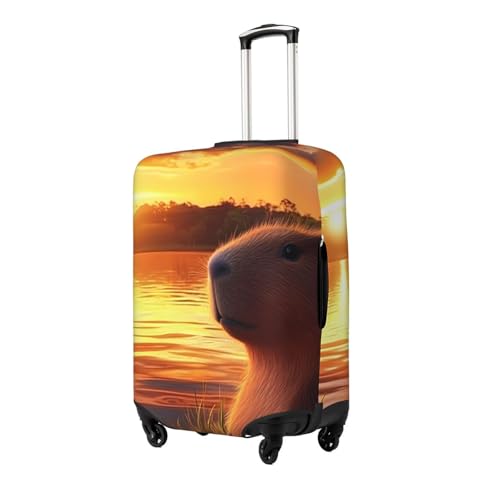 Capybara River Sunset Elastic Travel Luggage Cover, Washable Spandex Suitcase Protector, Anti-Scratch Fits 18-32 Inch2