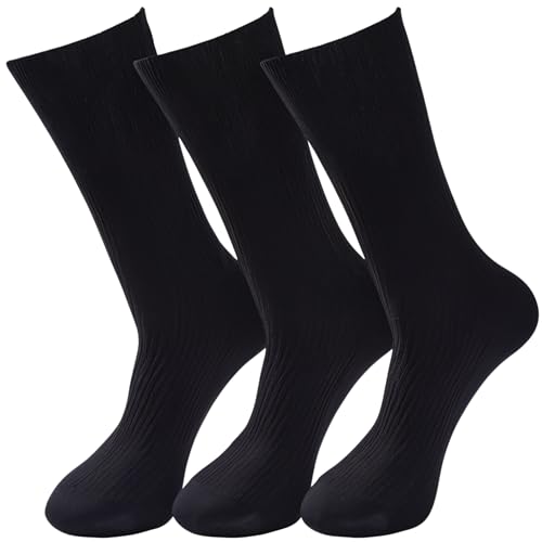 6 Pairs Black Diabetic Socks for Men | Non-Elastic Soft Grip Cotton | Diabetic Socks For Seamless Toe, Breathable & Loose Fit for Swollen Feet, Poor Circulation & Sensitive Skin | UK 6-11