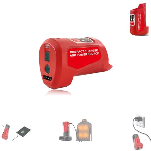 For M12 Battery Adapter Replacement for Milwaukee 12V USB Power Source with USB Output for Mobile Phone Type-C Input for M12 Battery Charger and DC Output for Milwaukee Heated Jacket Battery Adapter