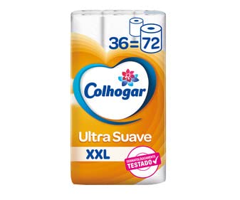 Papel higiénico Colhogar Ultra Suave XXL para baños familiares activos pack de 36 rollos largos
