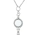 Charmed Craft Glass Floating Charm Living Memory Locket Lanyard Badge Holder 18''Necklace (Crystal)