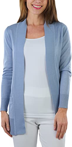 Image of ToBeInStyle Women's Long Sleeve Rib Banded Open Sweater Cardigan