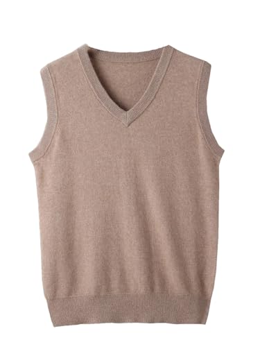 Dcvmvmn Men Cashmere Vest Sleeveless Sweater Spring Autumn V-Neck Vest Middle-Aged Warm Tops Loose Knit Waistcoat
