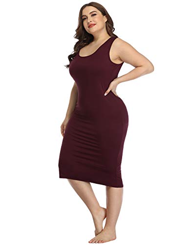 HDE Plus Size Bodycon Midi Dress Casual Fitted...