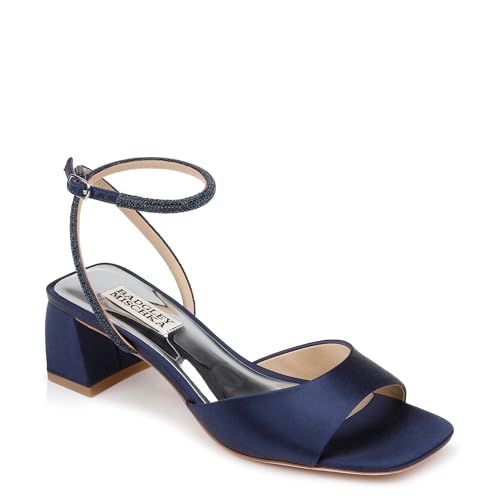 Image of Badgley Mischka Women's Infinity Satin Block Heels With Ankle Strap
