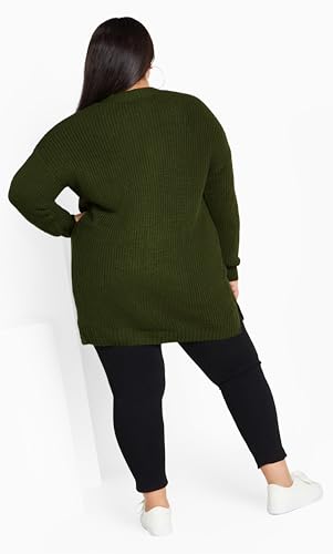 Image of Avenue Women's Plus Size Boyfriend Rib Knit Open Front Cardigan