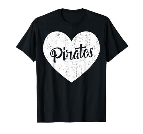 Pirates School Sports Fan Team Spirit Mascot Cute Heart Gift T-Shirt