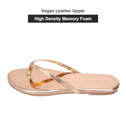 Image of mazeskin Women's Memory Foam Comfortable Flat Thong Sandals Dressy Summer Beach Leather Slide Flip Flops