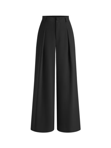 CIDER High Waist Solid Zipper Wide Leg Trousers