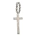 Foreside Home & Garden White Brushed Wood Cross with Beaded Hanger Wall DÃ©cor