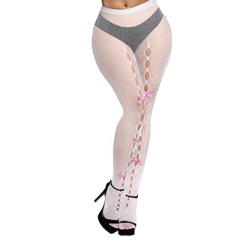 Image of Benefeet Sox Fishnet Stockings or Women High Waist White Fishnet Tights Party Pantyhose Cosplay Costume Tights