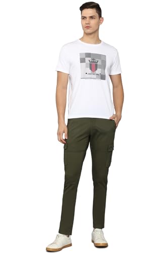 Image of Louis Philippe Men's Slim Fit Solid Cotton Blend Cargos