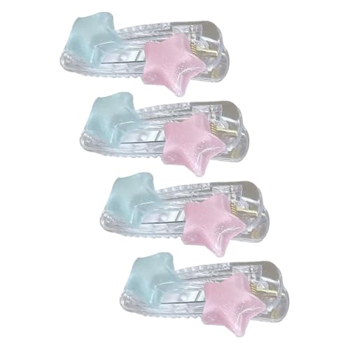VILLCASE 4 Pcs Star Hair Clips, Small Decorative Hair Accessories, Cute Jelly Star Hairpins Suitable for Teen and Youth Hairstyles