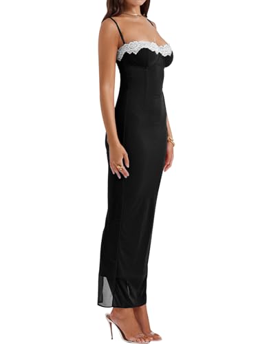 Image of Zebaexf Women Slip Maxi Dress Sleeveless Backless Bodycon Party | Soft stretch fabric, open-back straps, slim bodycon shape, party, prom, vacation and cocktail looks