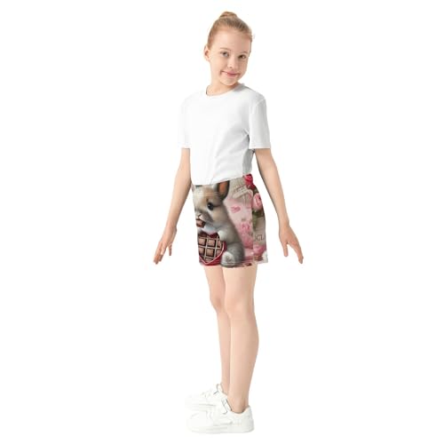 Girls Cute Bunny Candy Heart Athletic Lounge Shorts Kids Summer Rainbow Animal Print Pajama Sleepwear, X-Small4