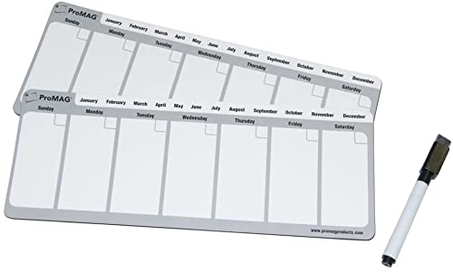 Flexible Magnets - 4.25 x 11 Inches Weekly Dry Erase Magnetic Calendar 3 Pack (Grey)