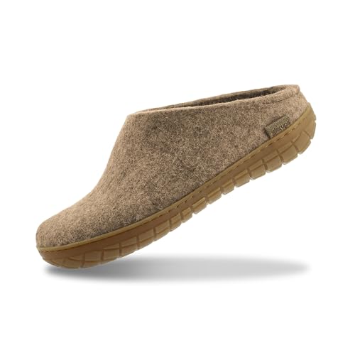 Image of Glerups 100% quality wool mix Slipper with rubber sole - Unisex Slip-on
