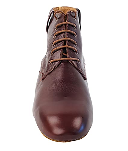 Very Fine Dance Shoes - Mens Dance Boots - Ballroom Latin Tango Salsa Dance Shoes for Men - RCCL9001-1-inch Heel - Dark Tan Leather - 133