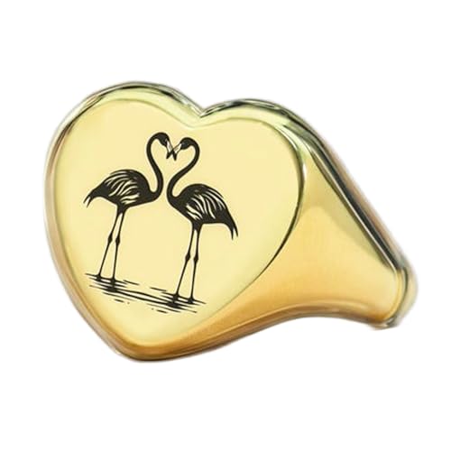 Bague flamant rose cœur argent sterling 925 plaqué or vintage