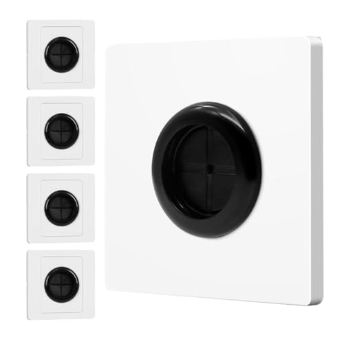Beavorty 5 Piezas de Placa de Pared de Color Claro con Orificio y Goma de 31 Mm, Cubierta Pasacables para Gestión y Ocultación de Cables de Tv y Tomacorrientes, Uso en Hogar y Oficina