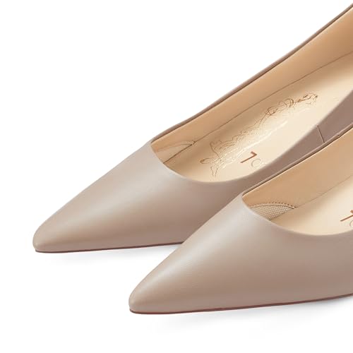 7or9 Block Heels for Women Comfortable Women’s Pumps Breathable Lambskin Heels Closed Toe Black Heels 1.38"2