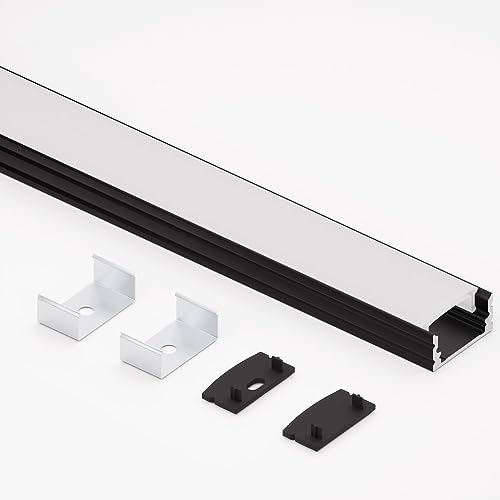 AFTERTECH Aluminiumprofil 5 X 3 Meter (15 M) – 1616N Schwarz Mit Milchglas-Abdeckung Für LED-Streifen