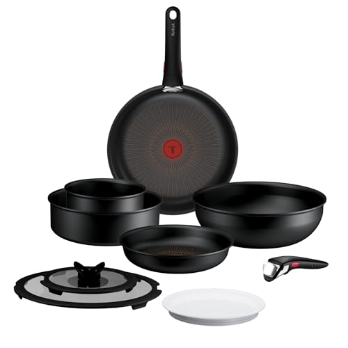 Tefal Ingenio Explore - Juego de 2 Sartenes 22/26 cm + Wok 26 cm + 2 cazos 16/24 cm + 4 Accesorios + 2 Mangos, Antiadherente, Apto inducción, Apilable, Aluminio, Thermo-Signal, Apto horno