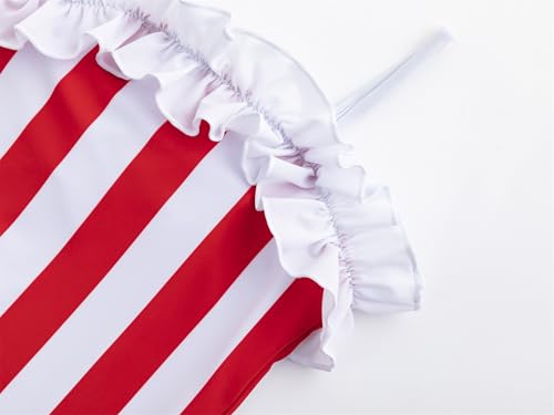 LIZENS Girls Swimwear One Piece Striped 2-12Years Ruffle Trim Flounce Beach Bathing Suit for Kids3