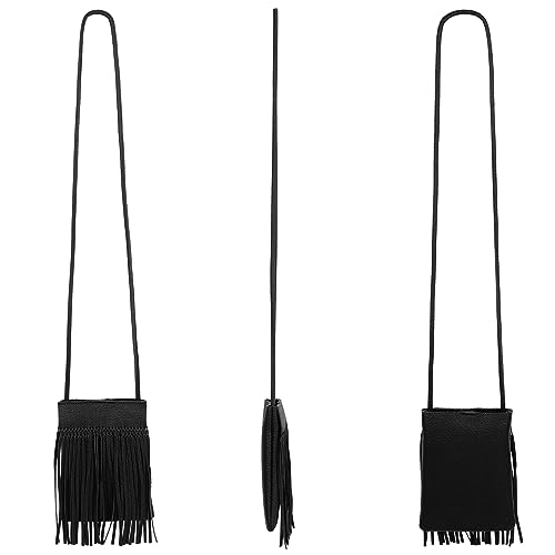 Image of Women Leather Fringe Messenger Bag Mini Hobo Crossbody Tassel Shoulder Bags