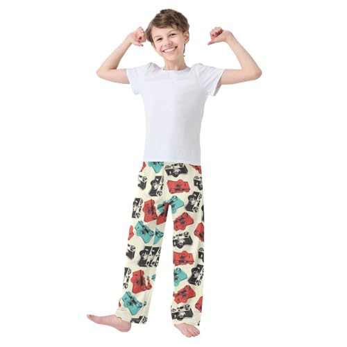 ZZXXB Camera Boys Long Pants Soft Trousers Elastic Waist Kids Lounge Bottoms with Pockets S-XL2