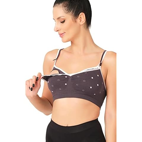 EMAY Seamless Maternity Nursing Bra for Breastfeeding Women; Super Soft Bralette for Pregnancy, Postpartum, Postnatal, Sleep; Comfortable & Wire-Free Grey Cover