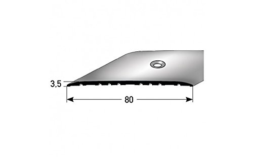 PROVISTON Overgangsprofiel | aluminium geanodiseerd | zilver | breedte 80 mm | hoogte 3,5 mm | lengte 2700 mm | geboord | overgangsrail | overgangsprofiel | bodemprofiel | afdekstrip | 1 stuk
