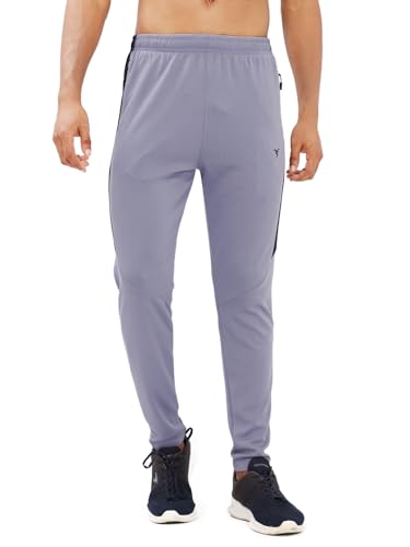 Image of TECHNOSPORT Men's Slim Fit Mid Rise Solid Trackpant with Techno Dry for Gym, Workout & Sports