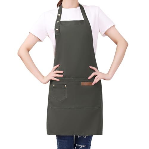Watwass Delantal Camarero Hombre Hotel Restaurante Delantal Camarera Cafetería Panadería Ajustables 74 * 68 cm