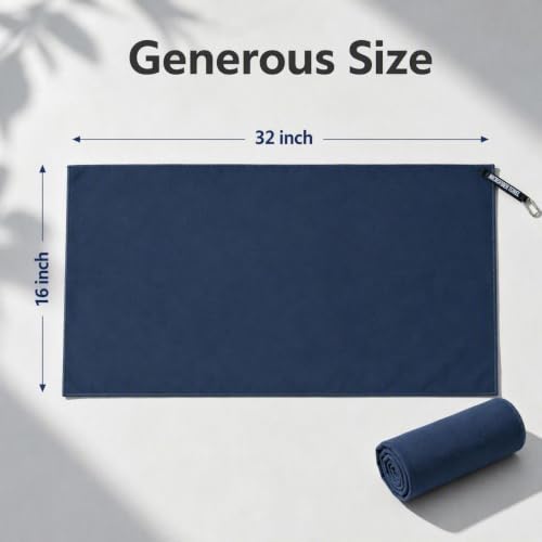 Toalla magnética para fitness 32"x16" de secado rápido, súper absorbente para gimnasio, playa y viajes miniatura 4