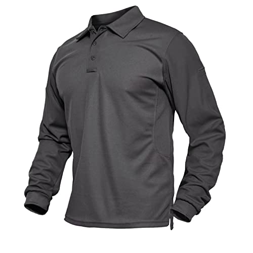 BIYLACLESEN Golf Shirts for Men Breathable Shirts Pique Polo Army Tee Mens Long Sleeve Polo Men's Polo Shirt Grey