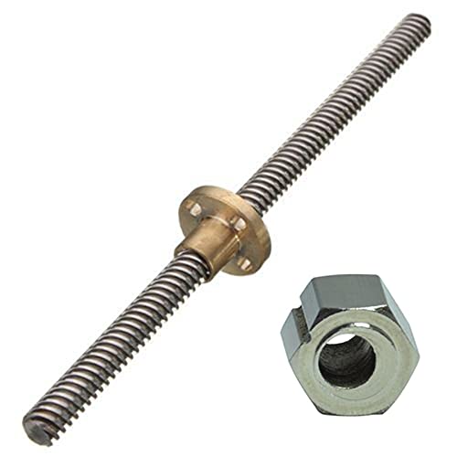 Lysee 3D Printer Parts & Accessories - 1x 8mm Lead Screw Rod Z Axis Linear Rail Bar Shaft 250mm Golden & 5Pcs 5mm Screw Nut Bore Eccentric Spacers - (Color: As Shown)