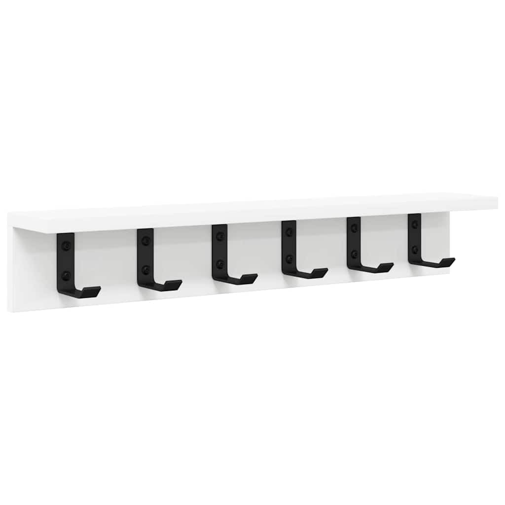 Hothingwell Porte-Manteau Mural Blanc 60 cm, Bois d'ingénierie, Design Moderne avec Crochets et étagères pour Manteaux, Chapeaux et Sacs, Rangement Mural Gain de Place pour Couloir, Facile