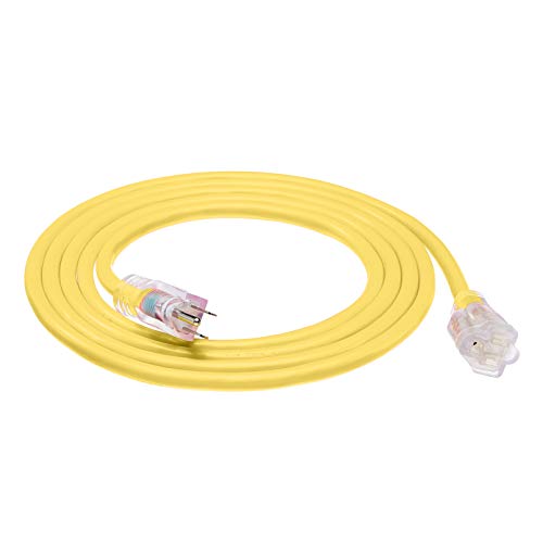 Amazon Basics 10-Foot 3-Prong Heavy-Duty Indoor/Outdoor SJTW Lighted Extension Cord - 15 Amps, 1875 Watts, 125V - Yellow