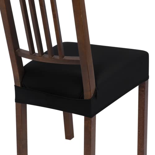 Image of SearchI Dining Chair Seat Covers Set of 6, Rear Covered, Pure Black