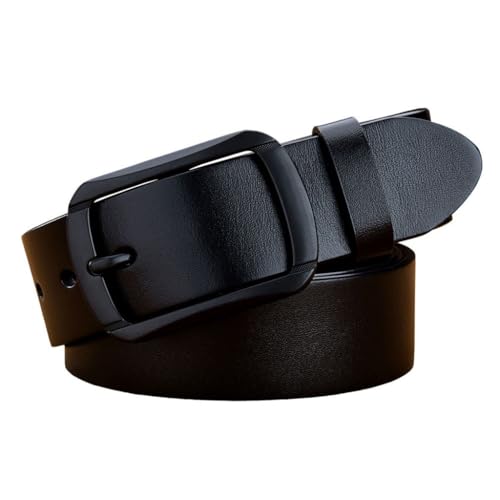 Vintage Cowhide Leather Belt, Metal Pin Buckle, Extra Large, Adjustable Length, 38mm Width, Gift for Men