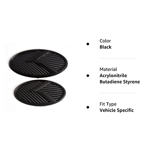Atimax 2Pcs Black Rear Sticker: 110X55Mm+Front Sticker: 130X65Mm Hood Trunk Emblem Logo Badges For Forte Rio Optima (Black Carbon) #TOP4