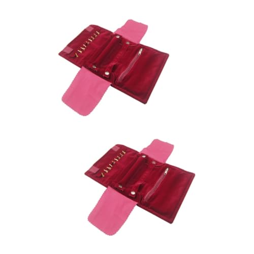 Organizador de joyas anillos pendientes pulseras juego de 2 bolsas rojas estuche