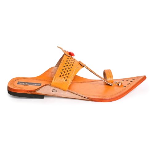 Image of Men's Luxury Handcrafted Genuine Leather Kolhapuri Slippers -C- E43 BROWN
