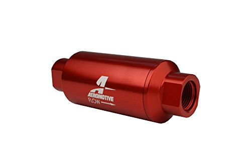Image of Aeromotive 12335 Filter, In-Line, 40-Micron Stainless Mesh Element, ORB-10 Port, Bright-Dip Red, 2 inch OD