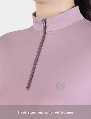 Harrison Howard Women's Equestrian Sweat Absorption Quick Drying Horse Riding Long Sleeve Shirt 1/4 Zip Base Layer