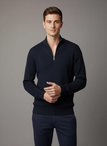 Image of Men's Full Sleeve Winter Wool Half Zipper Pullover Sweater