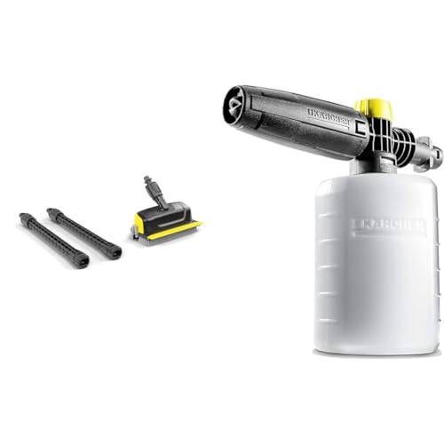 Kärcher PS 30 Plus Flächenreiniger Powerschrubber mit Seitendüse, Schwarz & FJ 6 Schaumdüse (Behältervolumen: 0,6 l, manuell regulierbarer Reinigungsmittelverbrauch, transparenter Behälter)