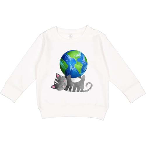 inktastic Cat with the World As a Toy Toddler Sweatshirt 4T White 42870
