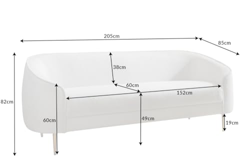 riess-ambiente.de Design 3er Lounge Sofa Diva 205cm weiß Bouclé 3-Sitzer Metallfüße Gold – Bild 4